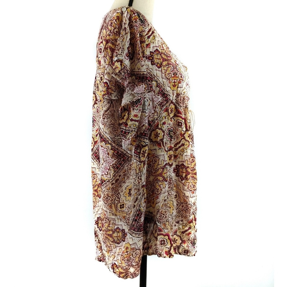 Style & Co Tunic Top Gold Red Flowy S/S New - Picture 3 of 7